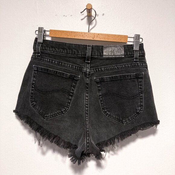 Vintage Lee Distressed Black Jean Shorts - Picture 2 of 16